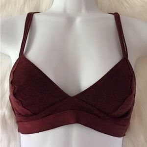 VS Strappy Triangle Racerback Bralette Bra XS Heather Wine